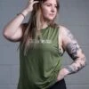 @theGym Ladies Tank Vest - Military Green -Gym Equipme Sales 1 liz tank green