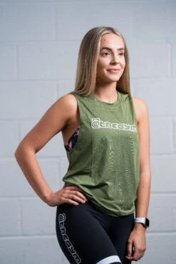 @theGym Ladies Tank Vest - Military Green -Gym Equipme Sales at the gym 2020 00104