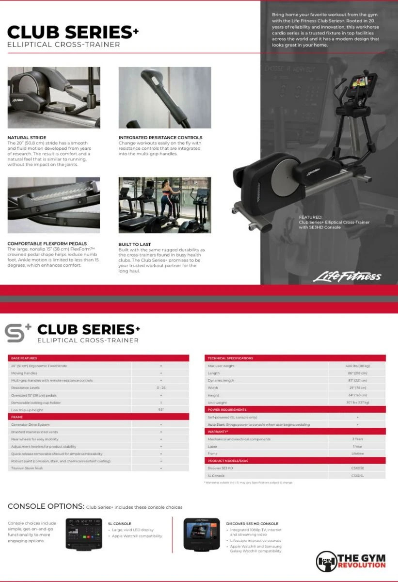 Life Fitness CLUB SERIES+ ELLIPTICAL CROSS-TRAINER 4 Life Fitness CLUB SERIES+ ELLIPTICAL CROSS-TRAINER - Image 2